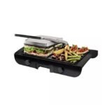 Prima barbecue électrique 2 en 1 plaque de cuisson multicouche panini et grill avec plaque antiadhésive 1500w 2 thermostats noir