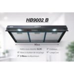 Gork Hotte aspirante Slim sous meuble noir avec visière et Filtres à charbon inclus 3 vitesses 90cm Lampe led