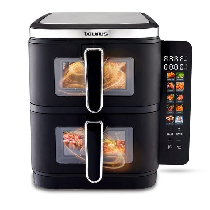 1 (17) Taurus Air fryer double XXL 11L sans BPA sans PFOA écran tactile 5 fonctions 10 programmes automatique 2800w noir 2 ans de garantie – Image 1