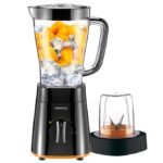 Kenwood Blender + 1 Mini hachoir ,2 vitesses 4 Lames 500W Capacité 2L couleur noir/orange