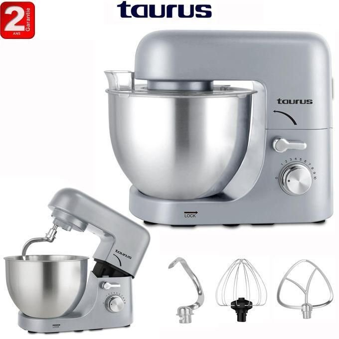 1 (2) Taurus Robot pétrin multifonctions silver Compact 1400w Bol 5 L inox 2ans de garantie – Image 1
