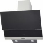Bosch hotte de cuisine décorative mural en verre noir tactile lampe led 60cm silencieuse