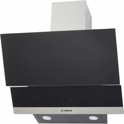 Bosch hotte de cuisine décorative mural en verre noir tactile lampe led 60cm silencieuse