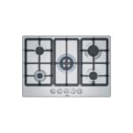 Bosch Table de cuisson plaque à gaz encastrable en acier inoxydable ,75cm ,5 feux dont un Wok ,grilles en fonte renforcée ,sécurité