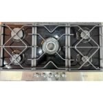 Prima Plaque de cuisson à gaz encastrable en verre noir et acier inoxydable de haute qualité 5 feux 90cm Grilles en Fonte renforcée allumage électrique