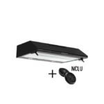 Gork Hotte aspirante sous meuble noir avec visière et Filtres à charbon inclus 3 vitesses 60cm Lampe led