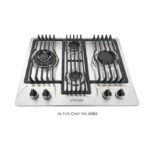 Active chef Plaque de cuisson à gaz encastrable inox premium 4 feux 60cm Grilles en Fonte renforcée allumage électrique