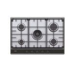 Haier Table de cuisson plaque à gaz encastrable qualité premium 5 feux inox/verre noir grilles en fonte sécurité 75cm
