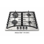 Active chef Plaque de cuisson à gaz encastrable inox premium 4 feux 60cm Grilles en Fonte renforcée allumage électrique