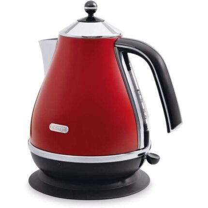 DELONGHI Icona Vintage Bouilloire électrique 1,7L 2000w sans fil acier inoxydable/Rouge