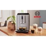 Bosch Machine à café tout-automatique VeroCafe avec mousseur à lait et broyeur intégré ,5 prog, gris/noir