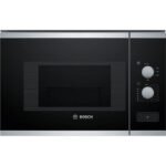 Bosch micro-ondes encastrable en verre noir/acier inoxydable 20L 60x38cm