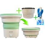 Schneider Mini machine à laver pliable portable de haute qualité 1,8kg + Panier d'essorage + brosse pour chaussure , couleur vert