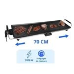 AZATECH Plaque à grillade plancha barbecue électrique XXL 70cm anti-adhésive thermostat réglable 2000w