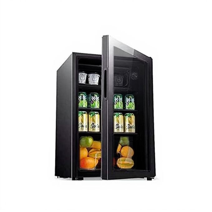 1 (71) Unionaire Mini réfrigérateur minibar avec petit congélateur 90L net avec porte vitrée transparente et commandes tactile, idéal pour chambre et bureau, lampe intérieur couleur noir – Image 1