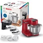 Bosch pétrin robot multifonction moteur puissant 700w bol en inox 3,8L+accessoires