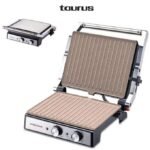 Taurus Panini grill double face 2en1 revêtement granit ouvrable 180° 2000w thermostat+minuterie inox/noir