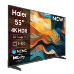 HAIER Smart TV 55" 4K UHD Smart Google TV, HDR10, HDMI 2.1, Bluetooth & Wi-Fi