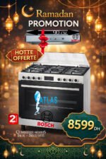 BOSCH Pack Cuisinière 90 inox Full options + Hotte 90cm inox