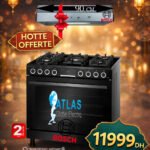 BOSCH Pack Cuisinière en verre noir Série8 + Hotte 90cm inox