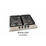 Active chef Plaque Encastrable Gaz - 4 Feux - 60 cm - Inox - Grilles en Fonte Renforcée - Allumage Électrique