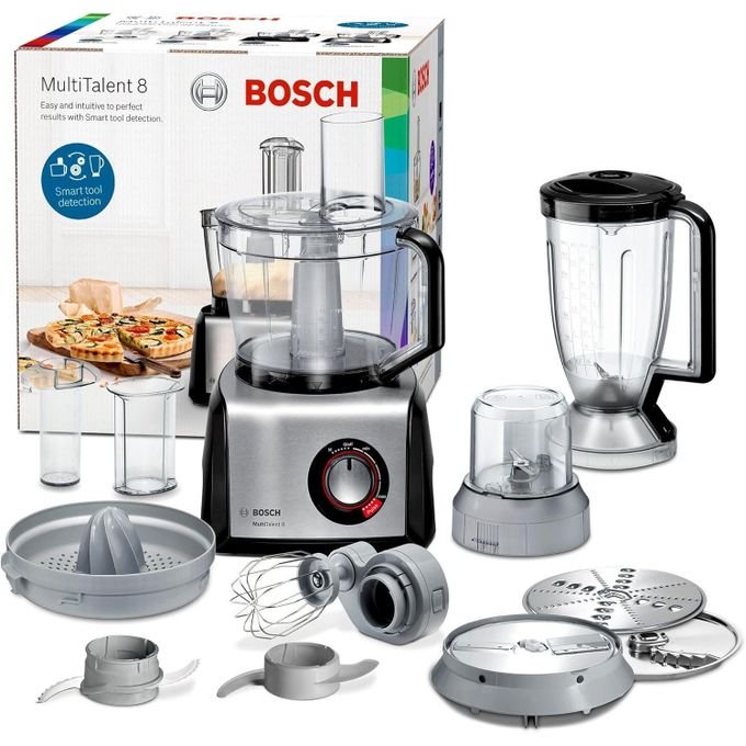 1 Bosch Robot Multifonction Multitalent8 1250 W, 50 fonctions, grande capacité 3,9L inox/Noir – Image 1