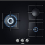 BOSCH PLAQUE A GAZ ENCASTRABLE 3FEUX SERIE6 SECURITE NOIR FONTE