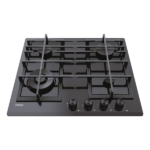 HAIER PLAQUE A GAZ ENCASTRABLE VERRE NOIR 4F FONTE SECURITE 60CM