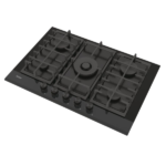 HAIER PLAQUE A GAZ ENCASTRABLE VERRE NOIR 5F FONTE SECURITE 75CM SERIE4