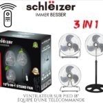 schlëizer Ventilateur 18" Multifonction 3 Modes d’Installation, Télécommande à Distance, Flux d’Air Puissant, Design Moderne