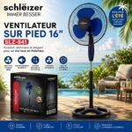 schlëizer Ventilateur sur pied 16'' rotatif 3 vitesses 45w