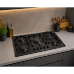 ACTIVE CHEF PLAQUE A GAZ ENCASTRABLE INOX NOIR 90CM 5F FONTE